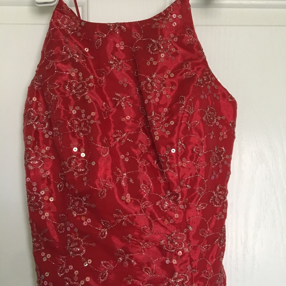 Red and silver two piece dress